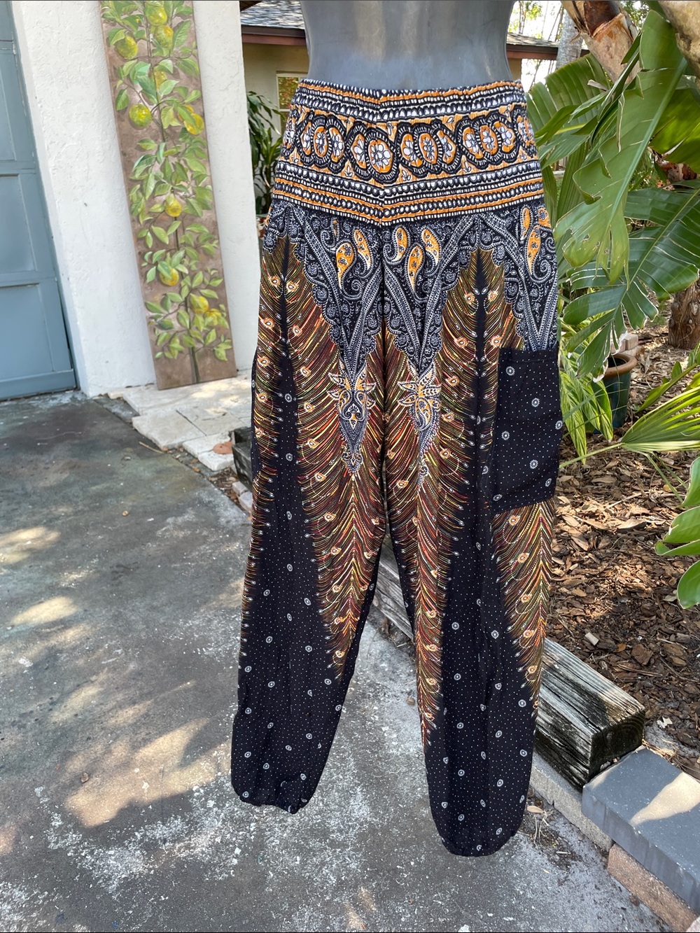bohemian balloon pants with smocked waste